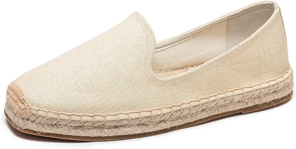 Men's Classic Suede Canvas Round Cap Toe Espadrilles Loafers Pure Color Slip On Comfortable Flats Shoes