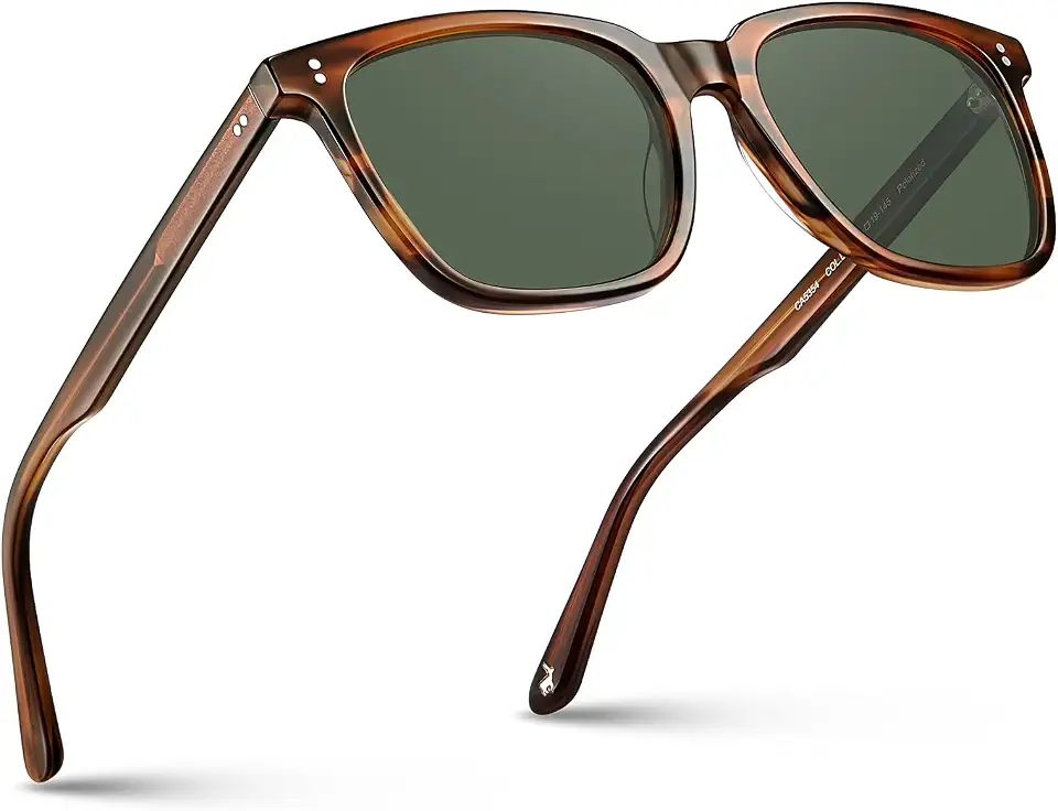 ClimatePartner Verified CARFIA Acetate Polarized Sunglasses for Men UV400 Protection Classic Retro Square Shades Driving Glasses