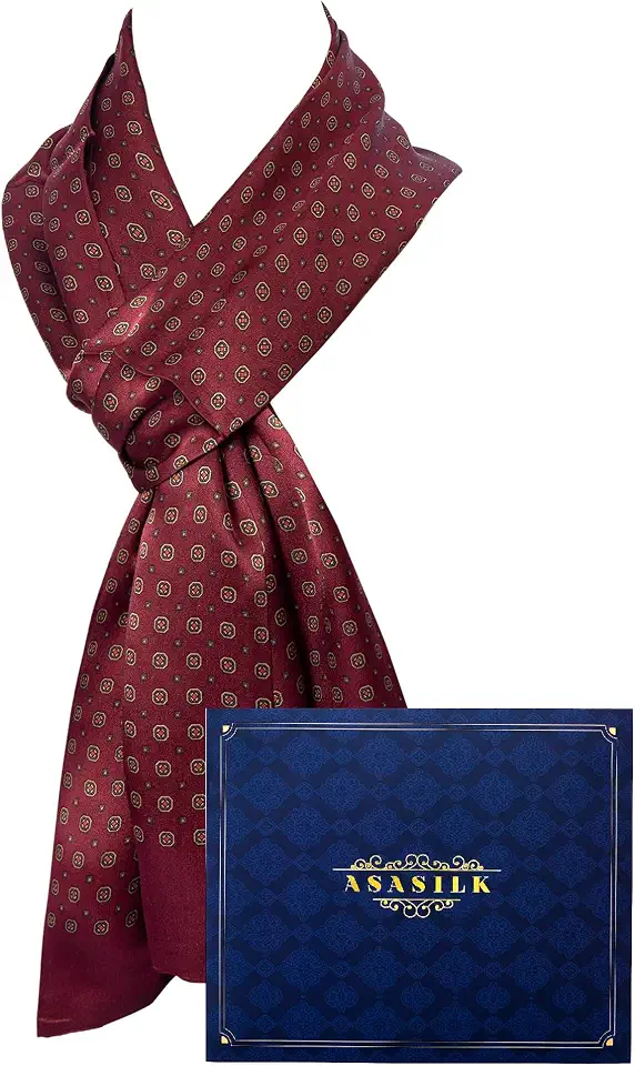 Men's 100% Mulberry Silk Scarf, Double-Sided, 11" x 67"