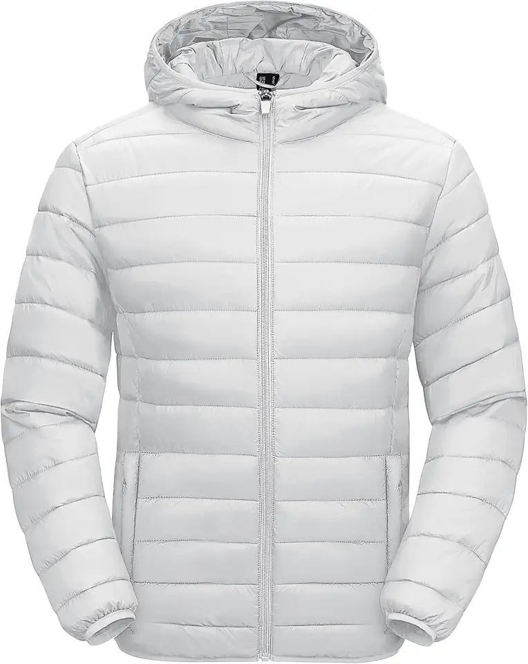 MAGCOMSEN Men's Lightweight Puffer Jacket Hooded Warm Winter Coat Quilted Lined Water-Resistant Full Zip Bubble Jackets
