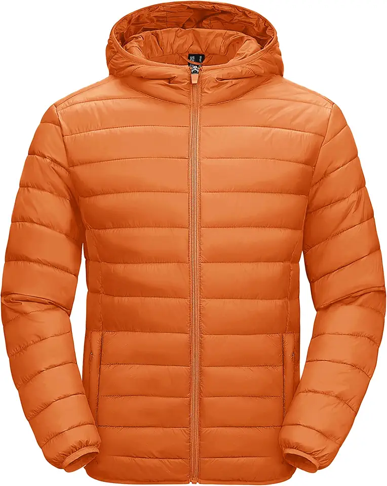 MAGCOMSEN Men's Lightweight Puffer Jacket Hooded Warm Winter Coat Quilted Lined Water-Resistant Full Zip Bubble Jackets