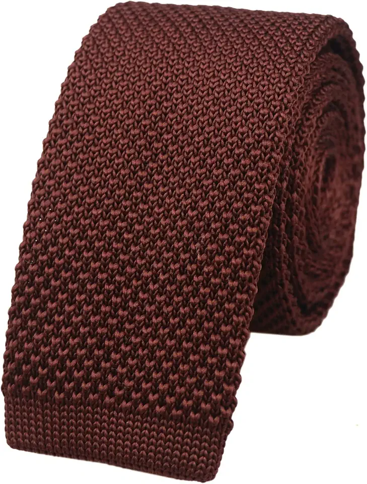 Vizakiss Men's Solid Color Skinny Knit Tie Smart Formal Cotton Necktie Flat Bottom