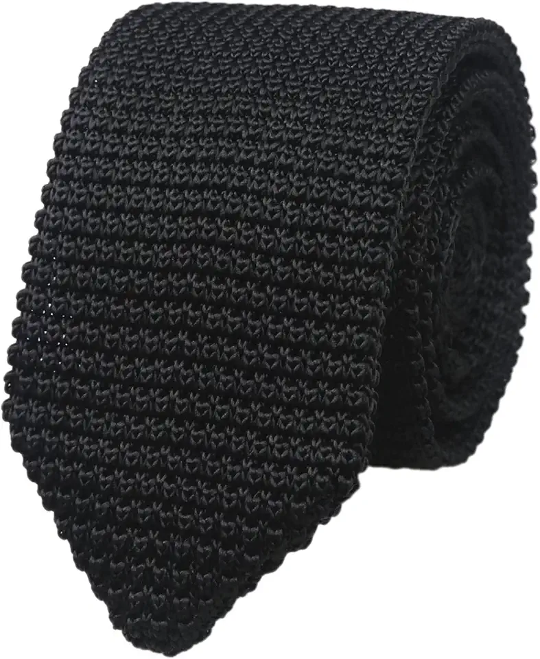 Vizakiss Men's Skinny Knit Tie Vintage Casual Formal Designer Necktie Pointed Bottom