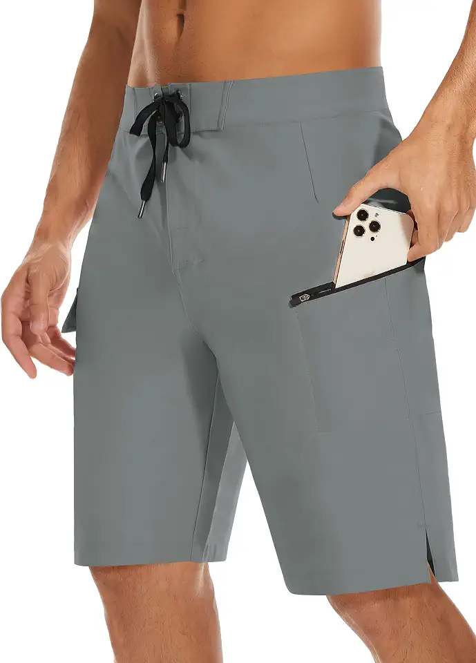 Global Recycled Standard MIVEI 22" Mens Long Board Shorts Swimwear No Mesh Lining with Zipper Pocket