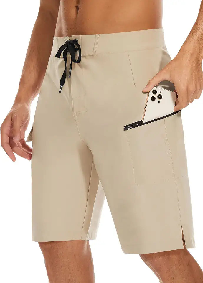 Global Recycled Standard MIVEI 22" Mens Long Board Shorts Swimwear No Mesh Lining with Zipper Pocket