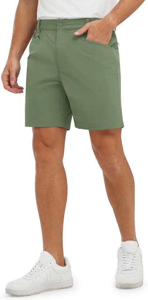 TBMPOY Men's Golf Shorts 7" Stretch Dress Casual Elastic Waist Short Quick Dry Lightweight Hiking Shorts with 4 Pockets