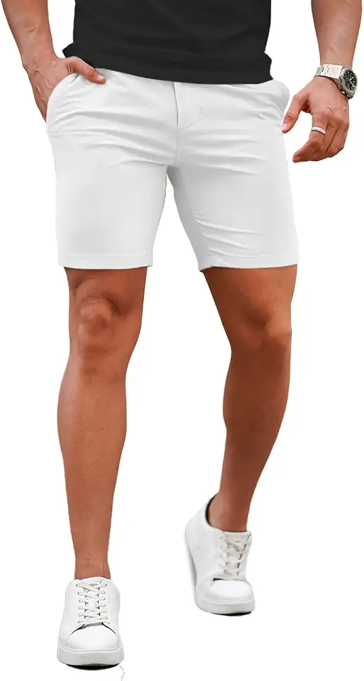 Global Recycled Standard GINGTTO Mens Slim Fit Shorts Stretch Tapered Leg Skinny Chinos 5" 7"
