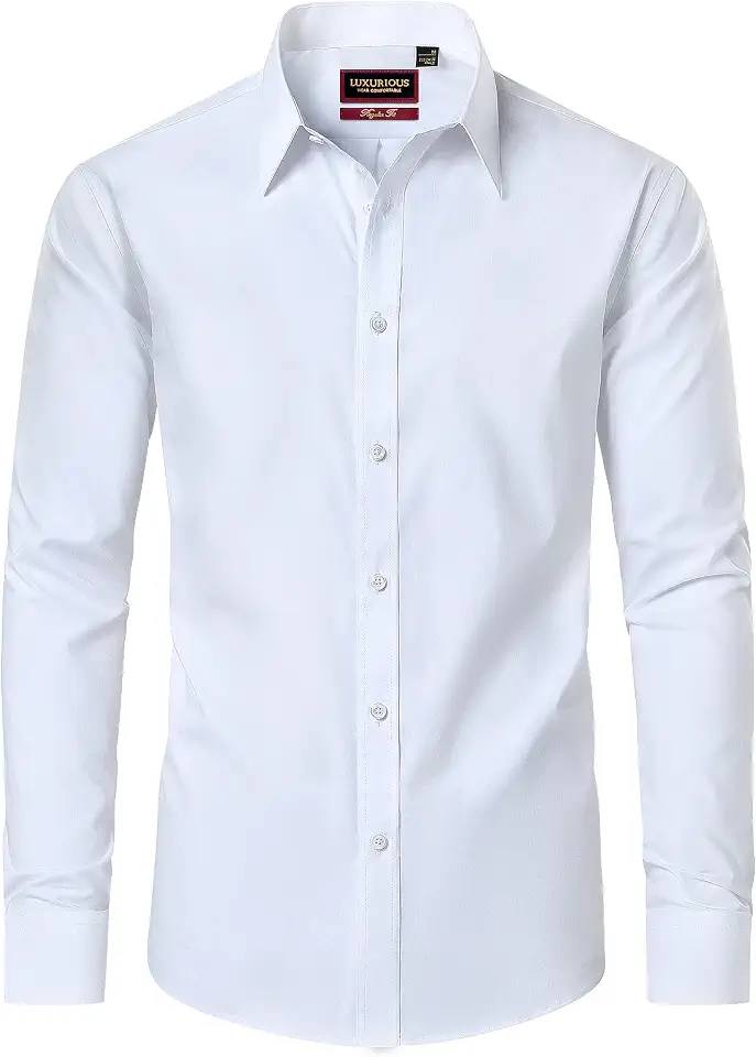 Global Recycled Standard Cotton Mens Dress Shirts Long Sleeve Wrinkle Free Business Casual Button Down Shirts Formal Shirts Big and Tall