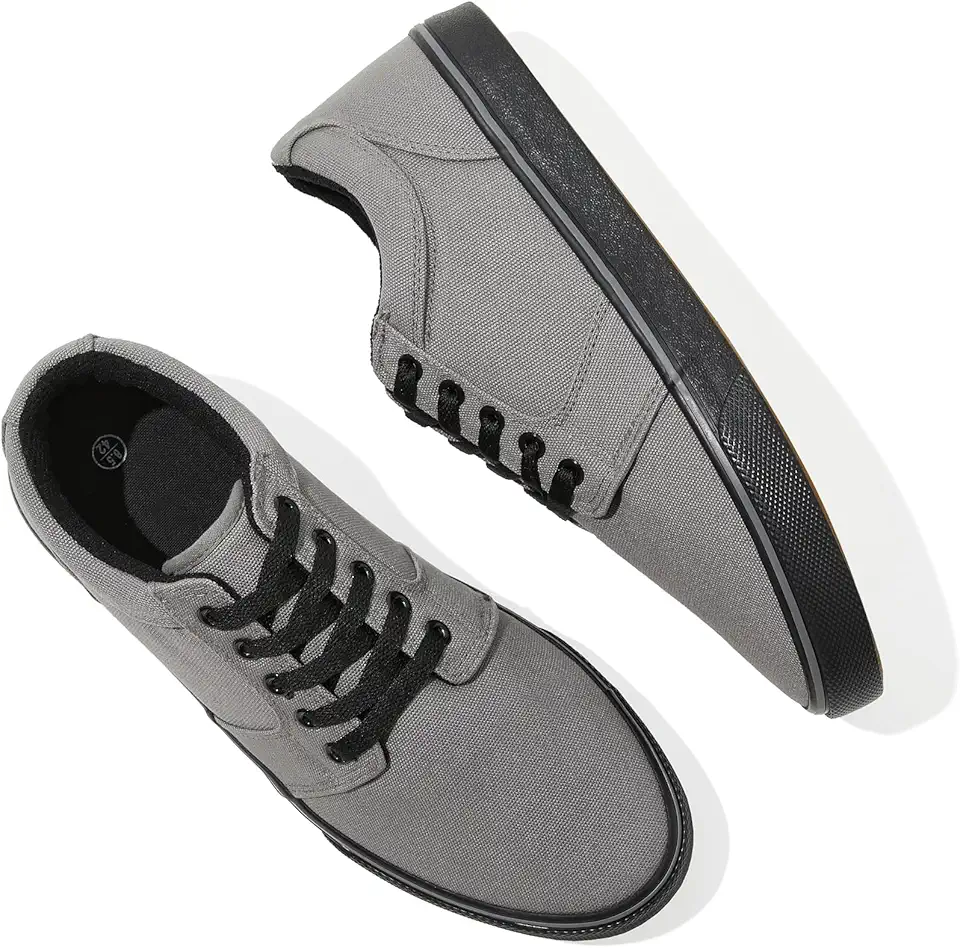 BENPAO Mens White Casual Shoes All Black Fashion Sneakers for Men Low Top Lace Up Canvas Shoes