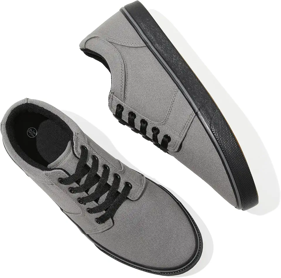 BENPAO Men's White Casual Tennis Shoes Black Canvas Sneakers