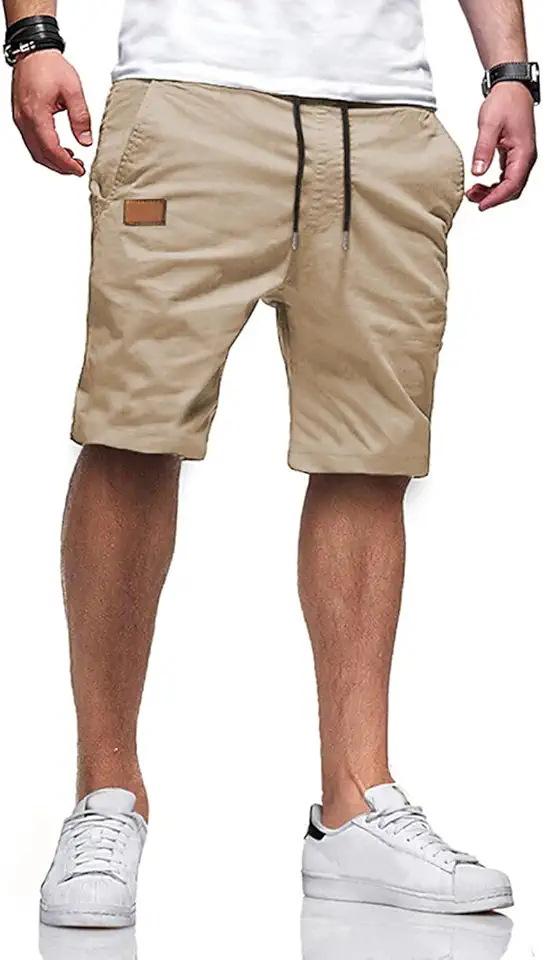 Global Recycled Standard JMIERR Mens Cotton Stretch Shorts Casual Drawstring Twill Chino Shorts