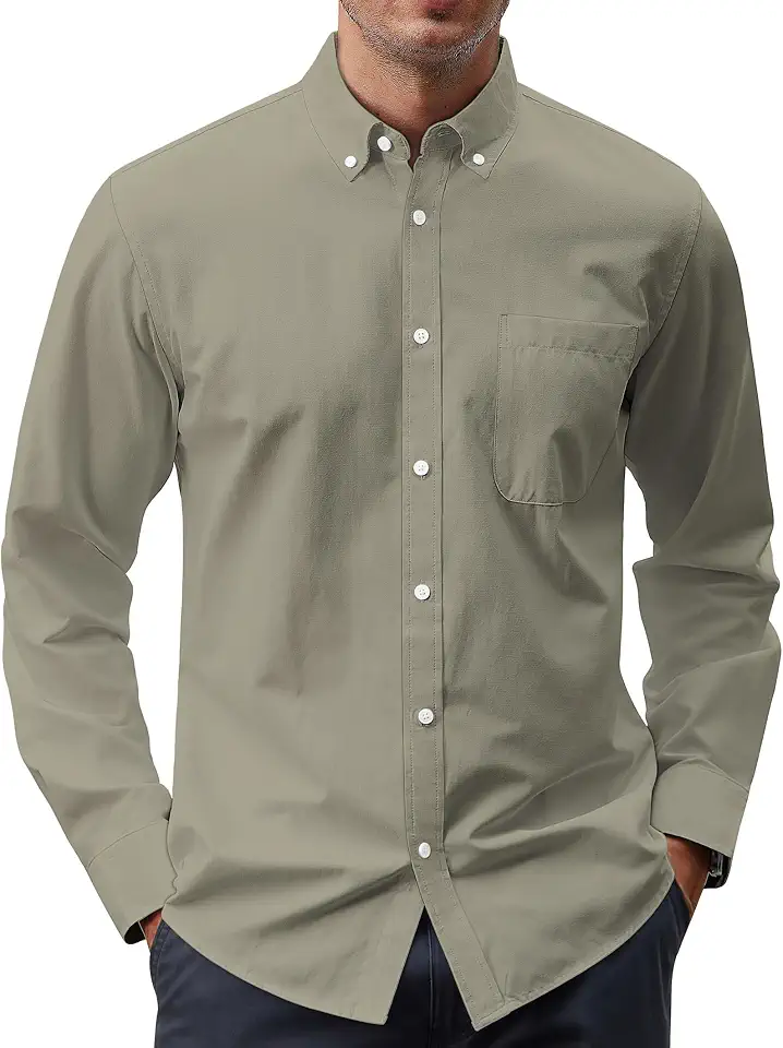 Global Recycled Standard J.VER Men's Oxford Shirt Solid Casual Button Down Collar Shirts Long Sleeve Dress Shirts with Pocket
