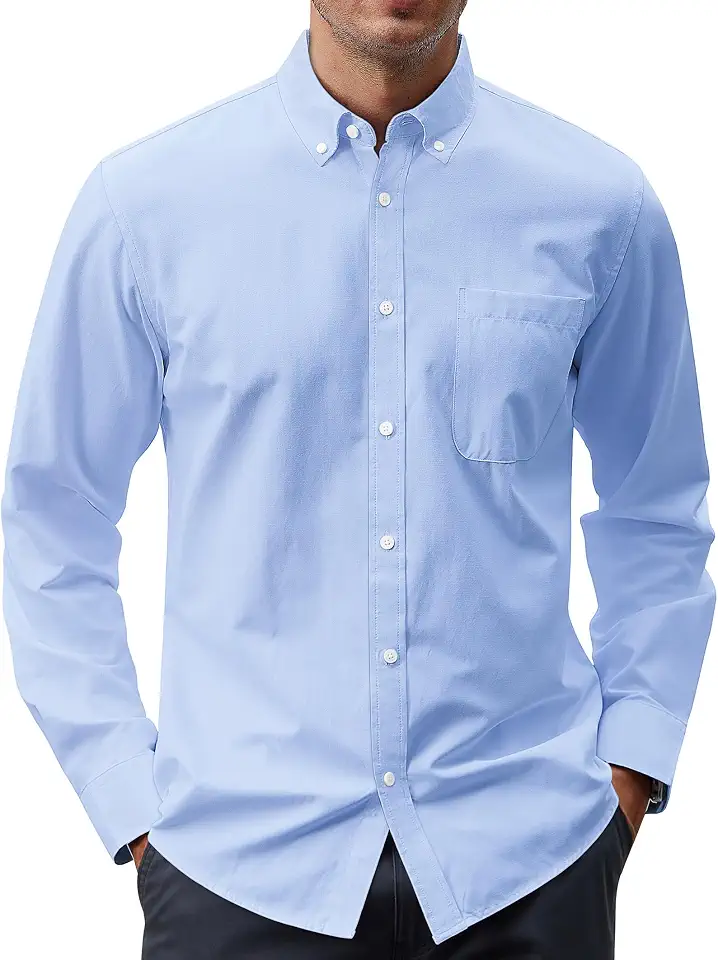 Global Recycled Standard J.VER Men's Oxford Shirt Solid Casual Button Down Collar Shirts Long Sleeve Dress Shirts with Pocket