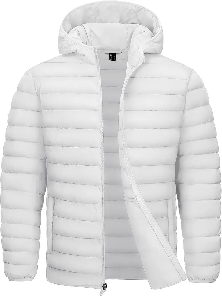 TACVASEN Men's Hooded Puffer Jacket Lightweight Quilted Insulated Jacket | Water resistant, windproof nylon shell, quilting lining, versatile for fall winter outdoor hiking camping, traveling, snow