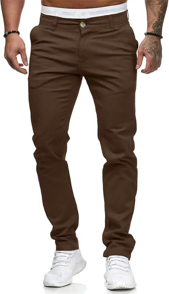 ALLABREVE Men's Chinos Casual Dress Pants Slim Fit Skinny Stretch Flat-Front Lightweight Comfort Slacks