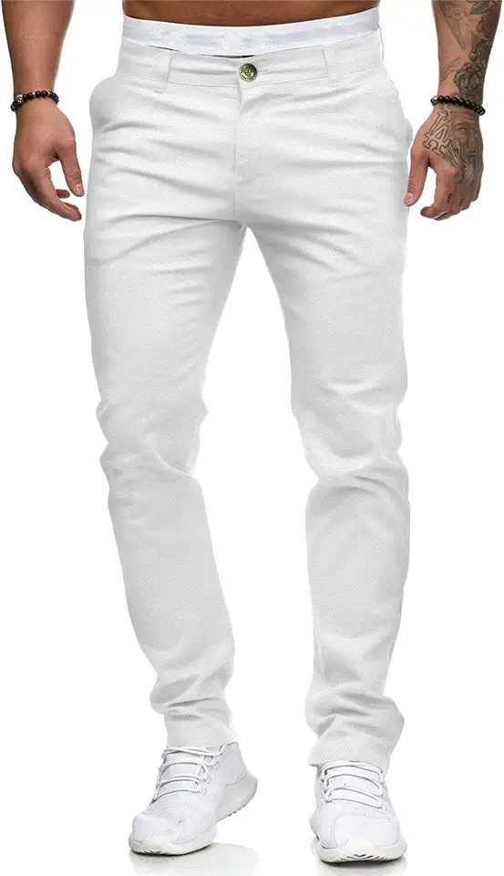 ALLABREVE Men's Chinos Casual Dress Pants Slim Fit Skinny Stretch Lightweight Comfort Slacks
