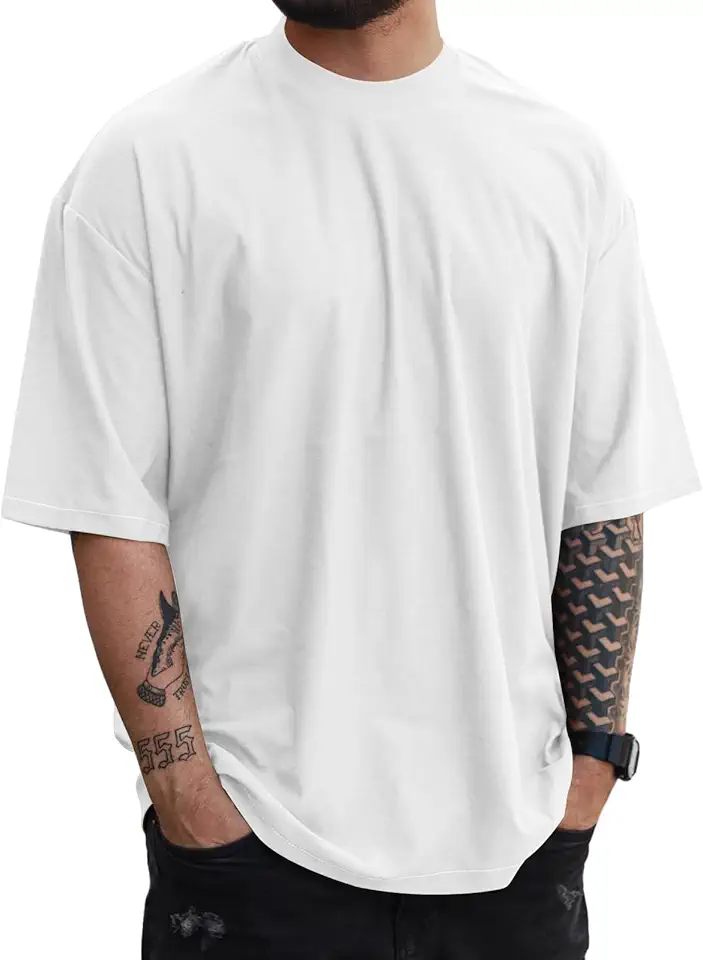 Mens Fashion Short Sleeve Tshirts Workout Oversize Pullover Solid Color Casual Tees