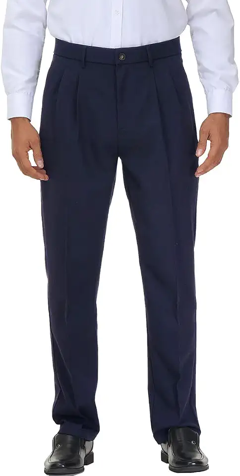 Soojun Men's Flex Pleated Front Classic Fit Dress Pants
