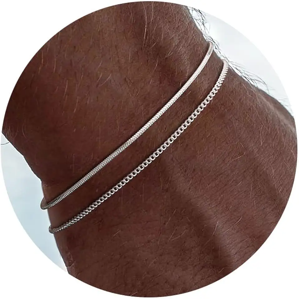 Moodear Father's Day Gifts for Him Stackable Bracelets for Men - Dainty Silver Cuban Link Stackable Snake Chain Stainless Steel Bracelets Trendy Jewelry Gift