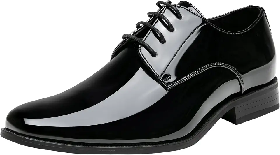 Jousen Tuxedo Shoes for Men Faux Patent Leather Oxford Dress Shoe