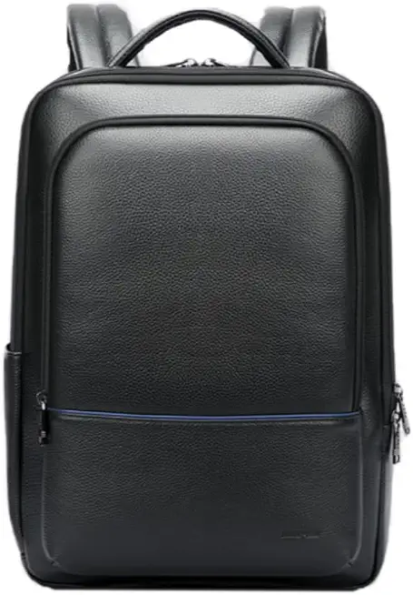 BOPai Genuine Leather Backpack for Men Multi-Function 15.6 inch Laptop Premium Executive Business Travel Friendly Smart Rucksack Anti Theft Large Capacity Office Classic Black