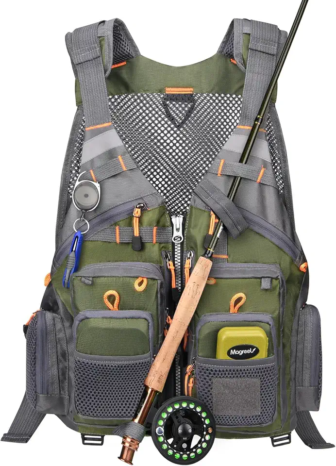 Gonex Fly Fishing Vest for Men Women, Trout, Adjustable Size, 18 Pockets