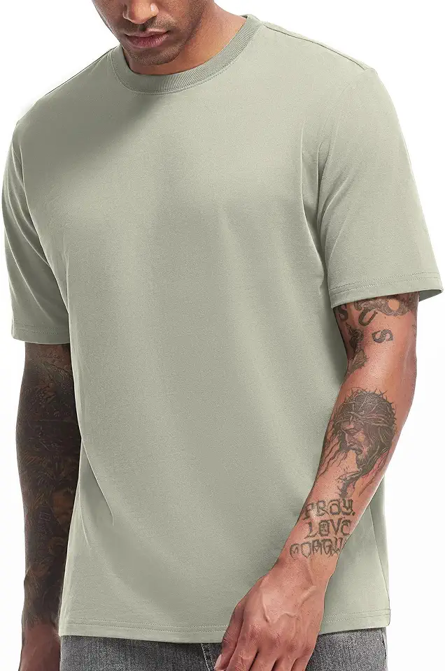 VEIISAR Men's Heavy Weight 100% Cotton T-Shirt - Garment Washed - Soft