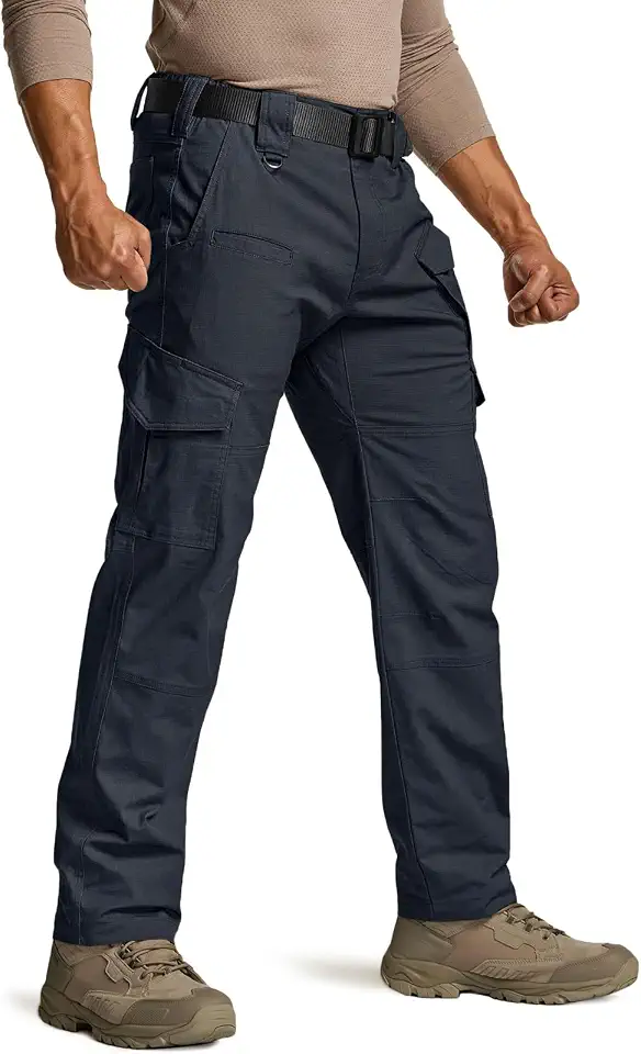 CQR Men's Flex Ripstop Tactical Pants, Water Resistant Stretch Cargo Pants, Lightweight EDC Hiking Work Pants