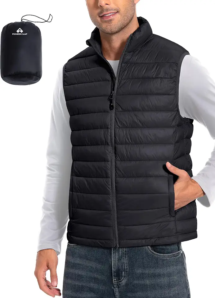 Pioneer Camp Men's Lightweight Puffer Vest Packable Water-Repellent Warm Quilted Sleeveless Outerwear for Work Casual Travel…