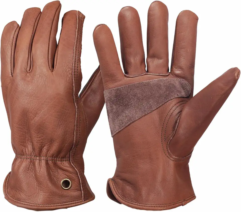 Men's Brown Leather Work Gloves