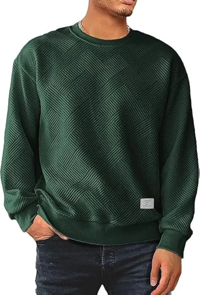 Dokotoo Men Crewneck Sweatshirts Casual Loose Fit Pullover Shirt
