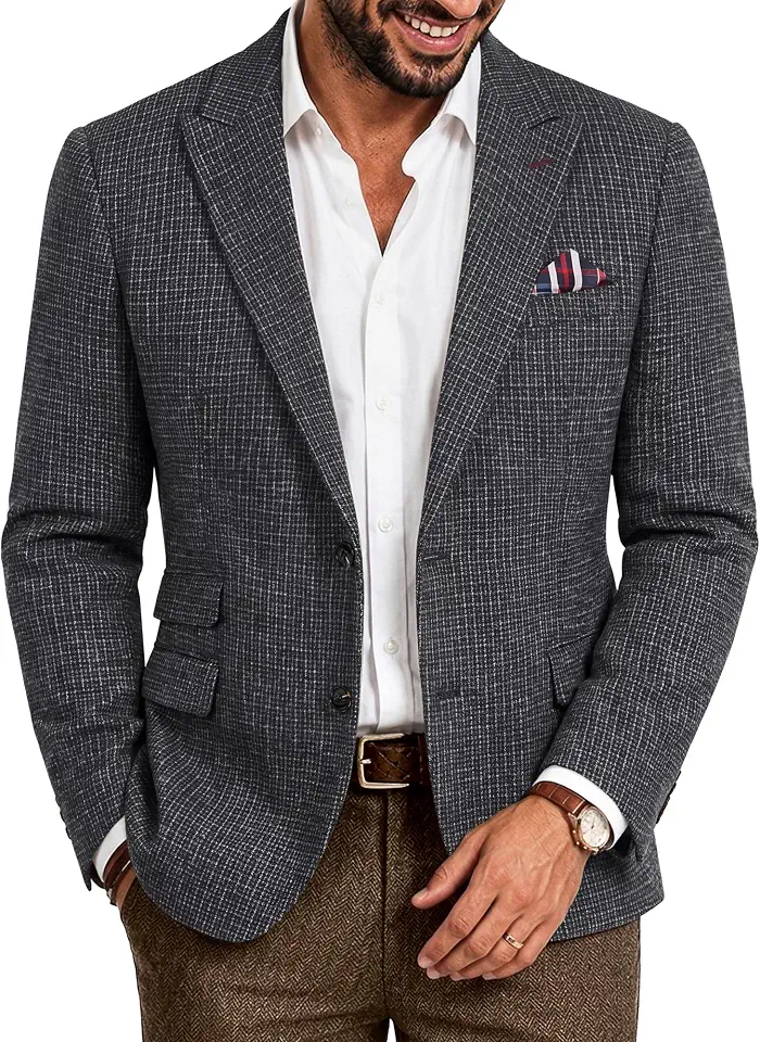PJ PAUL JONES Mens Blazer Tweed Wool Blend Sport Coat Herringbone Jacket