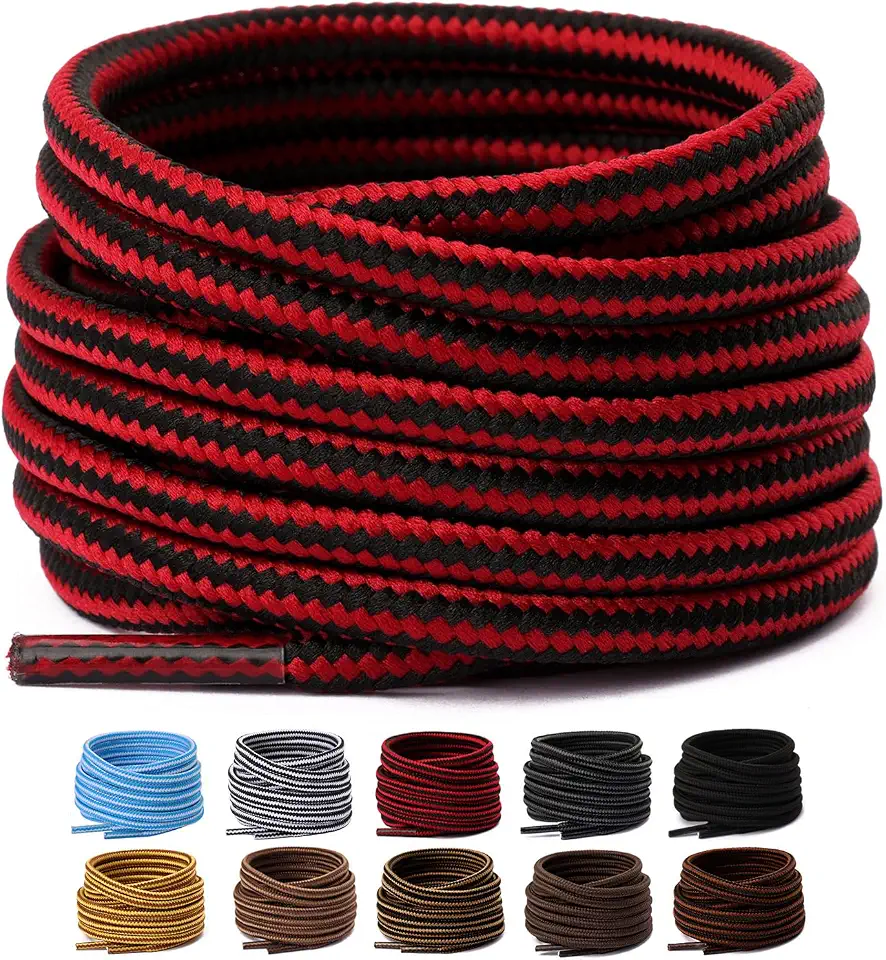 2 Pairs Round Boot Laces, Heavy Duty Shoelaces for Hiking Work shoes