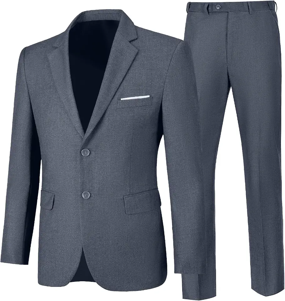 Global Recycled Standard Mens 2 Piece Suit Slim Fit Tuxedo Dress Suits for Men Jacket and Pants Set