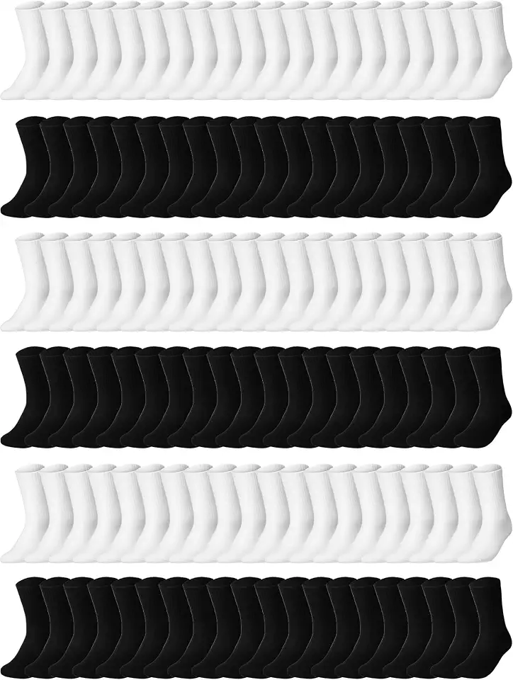 Didaey 120 Pairs Solid Color Sock Bulk Cotton Crew Sock for Men Women Athletic Casual for Homeless Adult