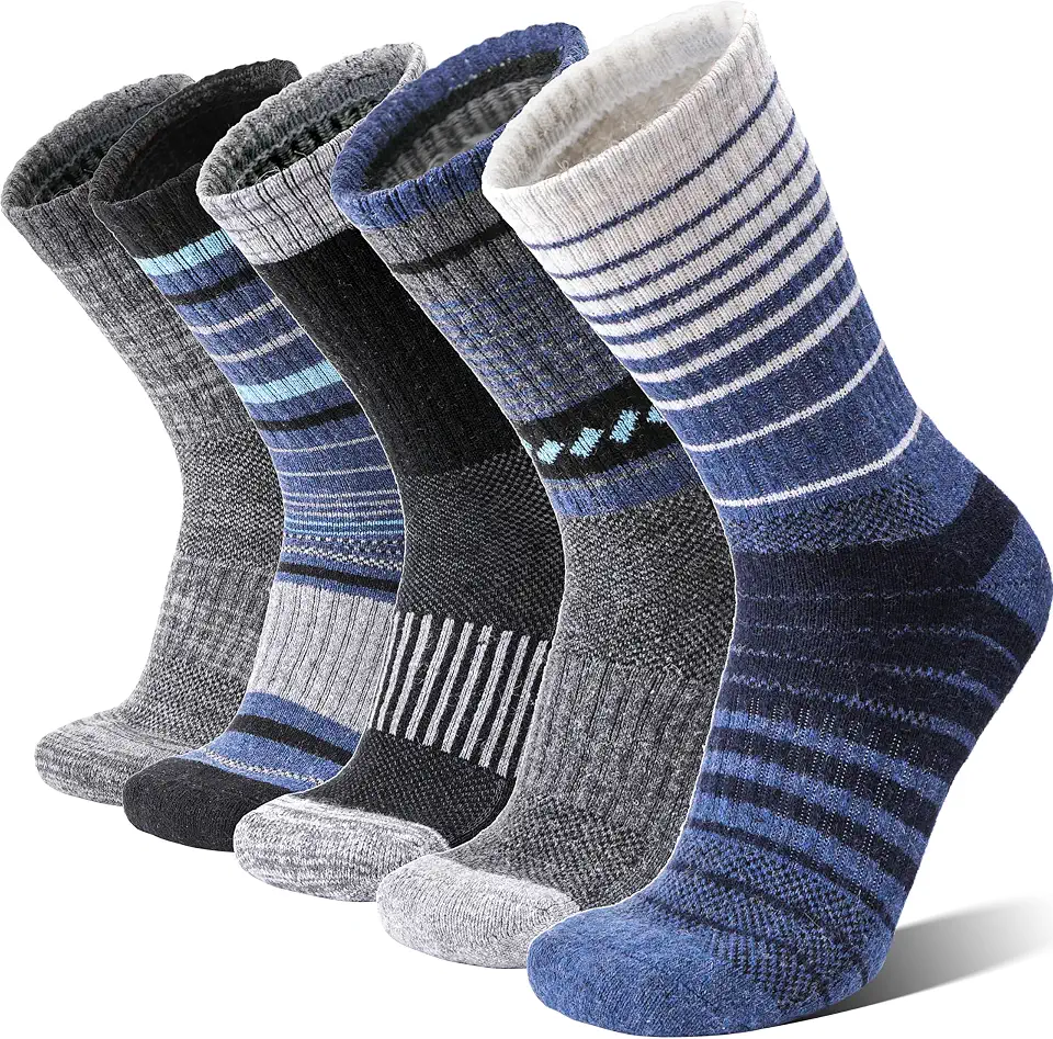 Men's Navy Patterned Wool Hiking Socks