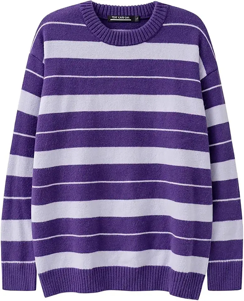 Black Red Striped Sweaters Men Oversized Ripped Hole Knit Pullover Autumn Winter Fashion Long Sleeve Clothing
