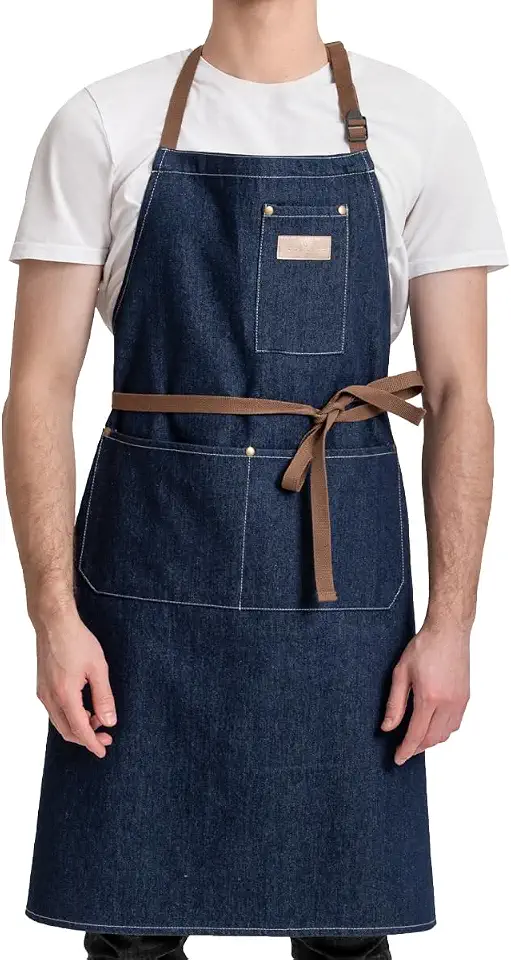ROTANET Denim Apron for Men Work with 3 Pockets, Jean Aprons for Shop, Chef
