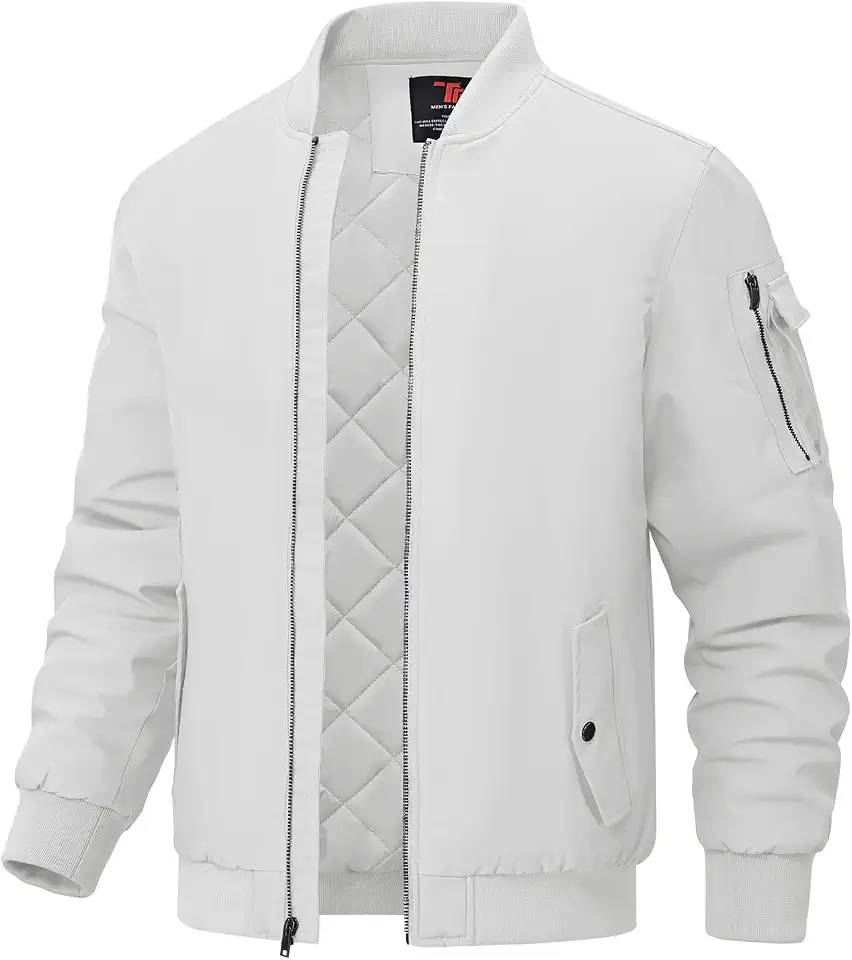 BGOWATU Men's Jacket Windproof Quilted Bomber Jackets Casual Fall Winter Warm Padded Coats Outwear