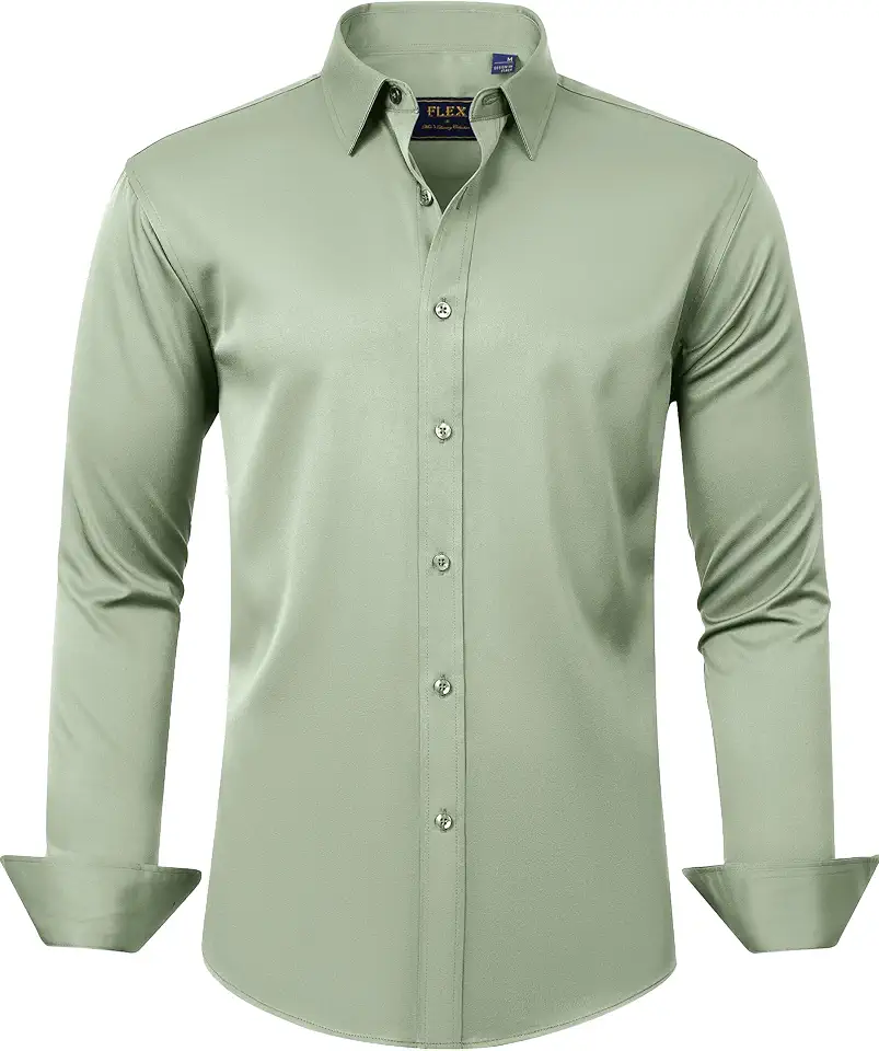Global Recycled Standard J.VER Men's Dress Shirts Solid Long Sleeve Stretch Wrinkle-Free Formal Shirt Business Casual Button Down Shirts