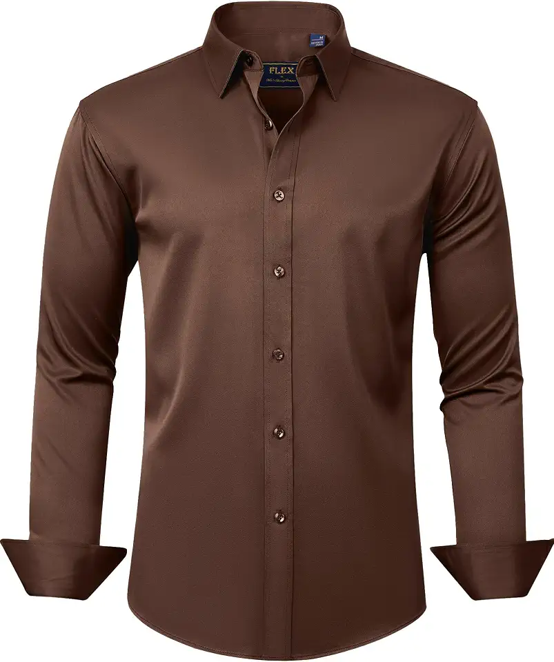 Men's Dark Brown Silk Camp Collar Shirt