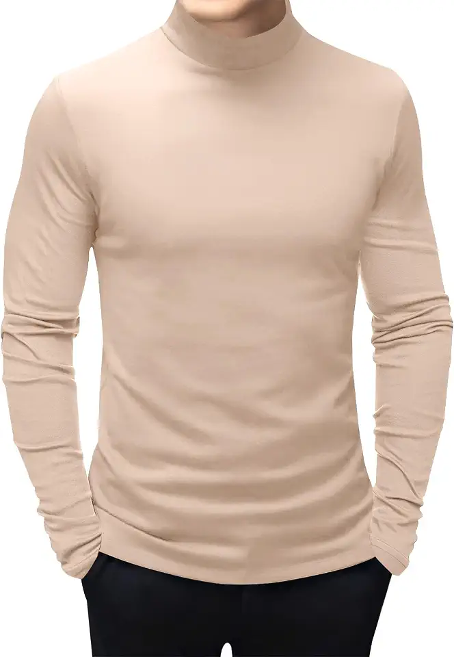 Men's Fashion Mock Turtleneck T-Shirts Long Sleeve Pullover Sweater