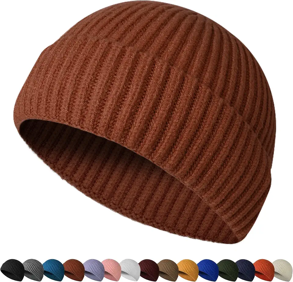HiRui Fisherman Beanie for Men Women, Knit Trawler Beanie Watch Hats Winter Caps