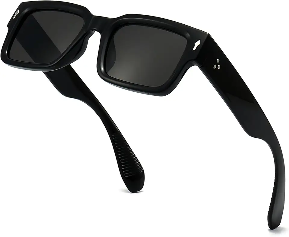 Square Frame Sunglasses for Women Men Trendy Chunky Rectangle Sun Glasses Black Shades