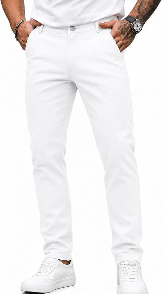 HUNGSON Mens Chinos Dress Pants Slim Fit Stretch Business Casual Golf Work Slacks Trousers