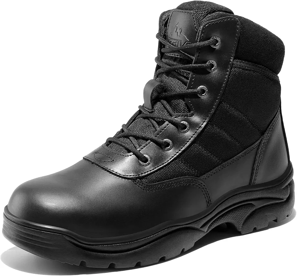 Men's Black Leather Work Boots