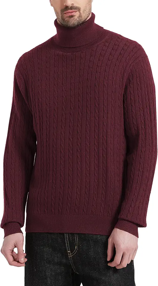 Men's Burgundy Turtleneck Sweater