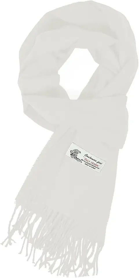 Men's Ivory Off White Ribbed Cashmere Scarf