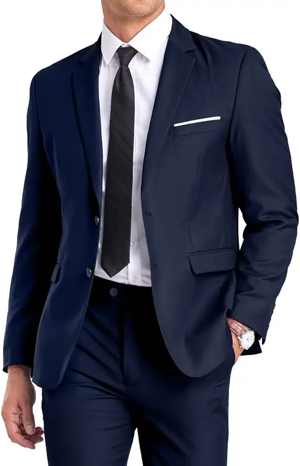 Fxzpiodi Mens Suit Slim Fit 2 Piece Suits,Two Button Solid Business Wedding Tuxedo Suit for Prom Suit Jacket and Pants