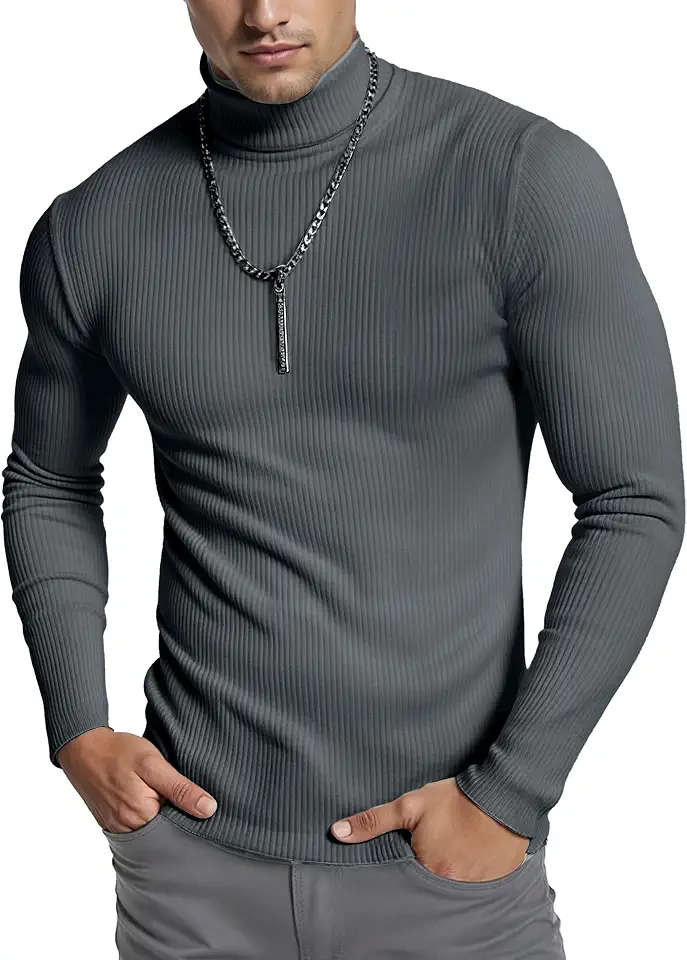 Men's Grey Turtleneck Sweater